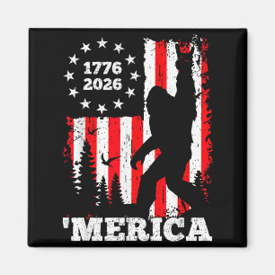 Bigfoot Merica American Flag Patriotic 4th of July Magnet