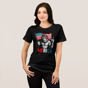 Bigfoot Merica American Flag Tri-Blend Shirt