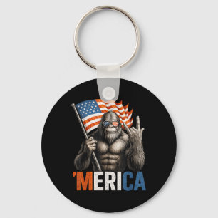 Bigfoot ’merica Patriotic Sasquatch Rocking Americ Key Ring