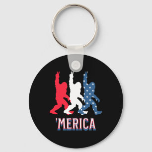 Bigfoot merica Red White Blue Peace Sign 4th Of Ju Key Ring
