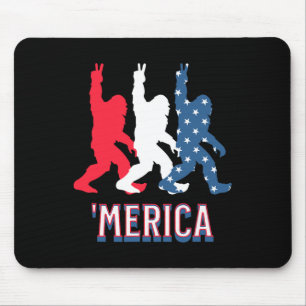 Bigfoot merica Red White Blue Peace Sign 4th Of Ju Mouse Mat