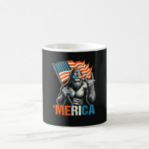 Bigfoot Merica Rock American Flag Coffee Mug
