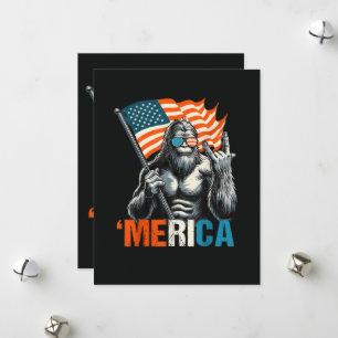 Bigfoot Merica Rock American Flag Holiday Card