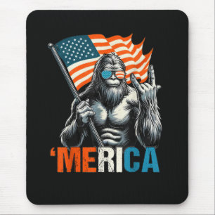 Bigfoot Merica Rock American Flag Mouse Mat
