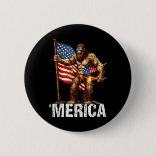 Bigfoot Merica Rock American Flag Patriotic 4th Of 6 Cm Round Badge