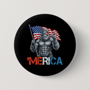 Bigfoot Merica Rock American Flag Patriotic 4th of 6 Cm Round Badge