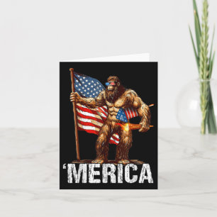 Bigfoot Merica Rock American Flag Patriotic 4th Of Card