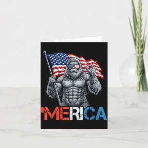 Bigfoot Merica Rock American Flag Patriotic 4th of Card