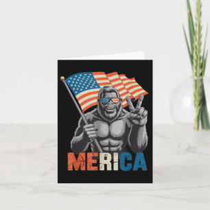 Bigfoot Merica Rock American Flag Patriotic 4th Of Card