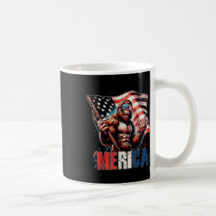 Bigfoot Merica Rock American Flag Patriotic 4th Of Coffee Mug