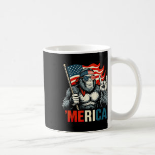 Bigfoot Merica Rock American Flag Patriotic 4th Of Coffee Mug