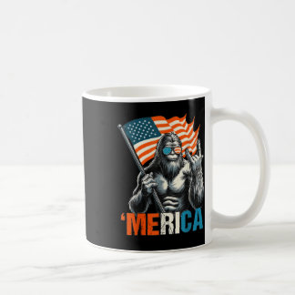 Bigfoot Merica Rock American Flag Patriotic 4th Of Coffee Mug