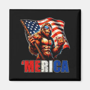 Bigfoot merica rock american flag patriotic 4th of magnet