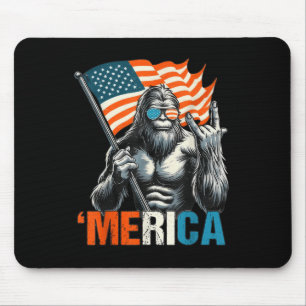 Bigfoot Merica Rock American Flag Patriotic 4th Of Mouse Mat