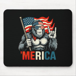 Bigfoot Merica Rock American Flag Patriotic 4th Of Mouse Mat