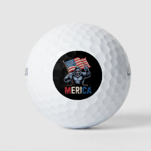 Bigfoot Merica Rock American Flag Patriotic Golf Balls