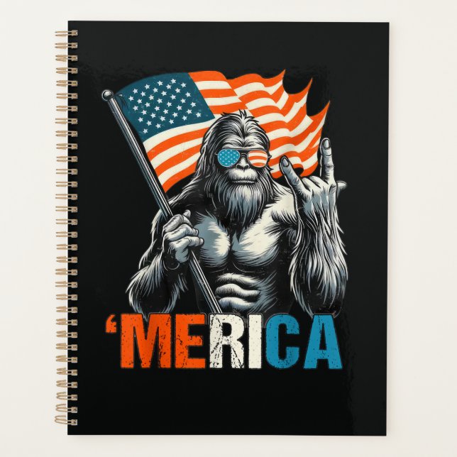 Bigfoot Merica Rock American Flag Planner (Front)