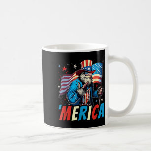 Bigfoot Merica Rock American Flag Sasquatch 4th of Coffee Mug