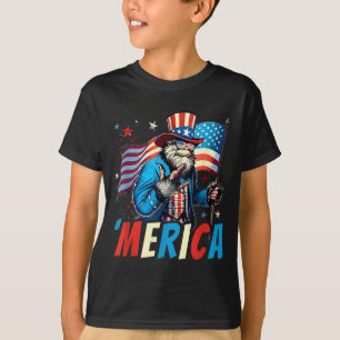 Bigfoot Merica Rock American Flag Sasquatch 4th of T-Shirt