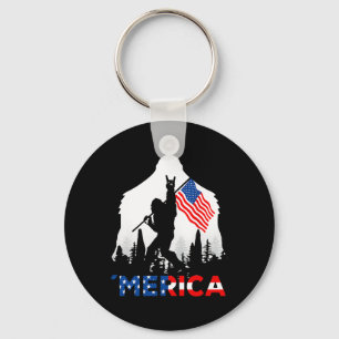 Bigfoot Merica Rock American Usa Flag Patriotic 4t Key Ring