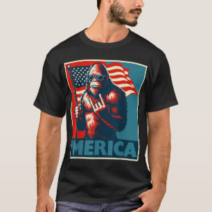 Bigfoot Merica Rock Patriotic 4Th Of July American T-Shirt