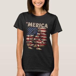 Bigfoot Merica Rock – Patriotic 4th of July Sasqua T-Shirt