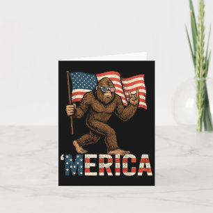 Bigfoot Merica Rock Patriotic American Flag 4th Of Card