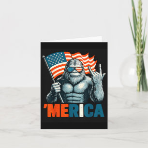 Bigfoot Merica Rock Patriotic American Flag 4th of Card