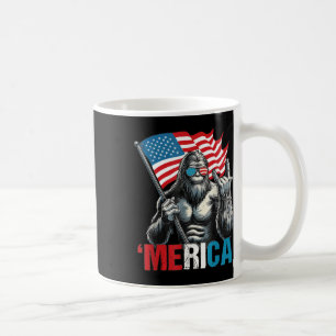 Bigfoot Merica Rock Patriotic American Flag 4th Of Coffee Mug