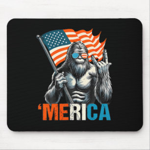 Bigfoot Merica Rock Usa American Flag 4th Of July Mouse Mat