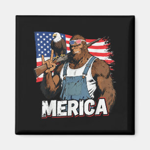 Bigfoot Merica USA Eagle American Flag Patriotic Magnet