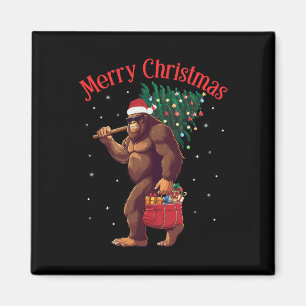 Bigfoot Merry Christmas Tree Lights Sasquatch Xmas Magnet