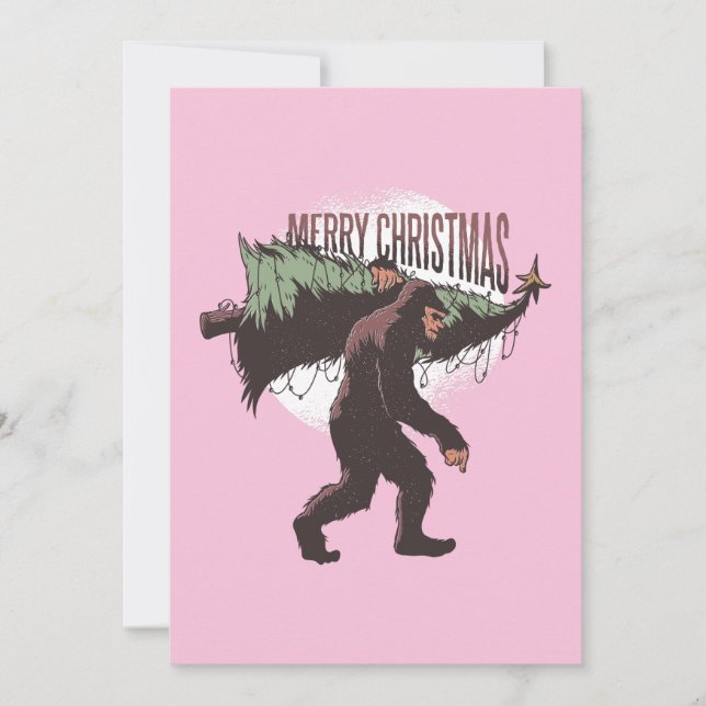 Bigfoot Merry Christmas With Room For Your Photo Holiday Card (Front)
