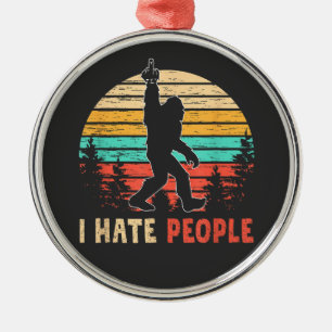 Bigfoot Middle Finger I Hate People Metal Tree Decoration