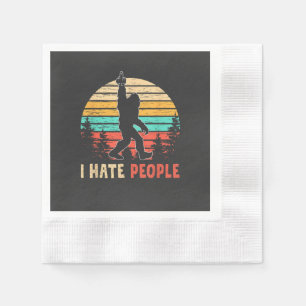 Bigfoot Middle Finger I Hate People Napkin