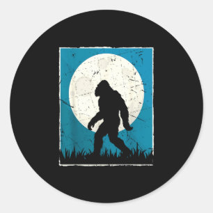 Bigfoot moon silhouette vintage sasquatch classic round sticker