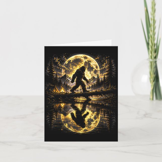 Bigfoot moonlight forest reflection adventure  card (Front)