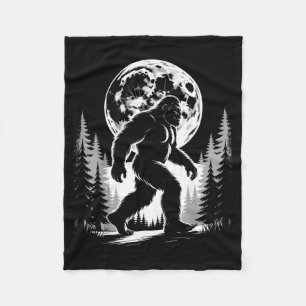 Bigfoot Moonlight Sasquatch Forest Cryptid Outdoor Fleece Blanket