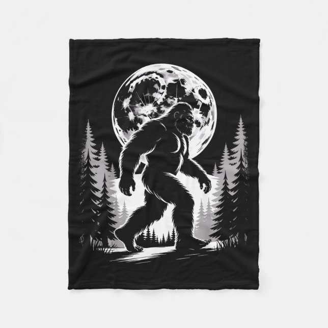 Bigfoot Moonlight Sasquatch Forest Cryptid Outdoor Fleece Blanket (Front)