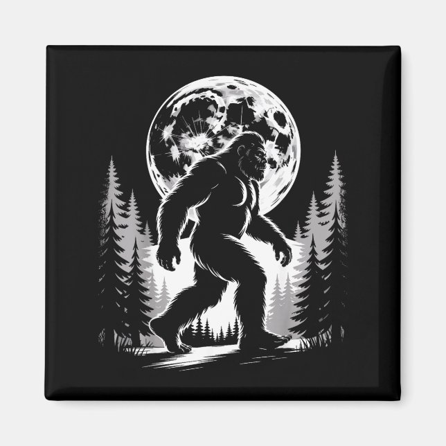 Bigfoot Moonlight Sasquatch Forest Cryptid Outdoor Magnet (Front)