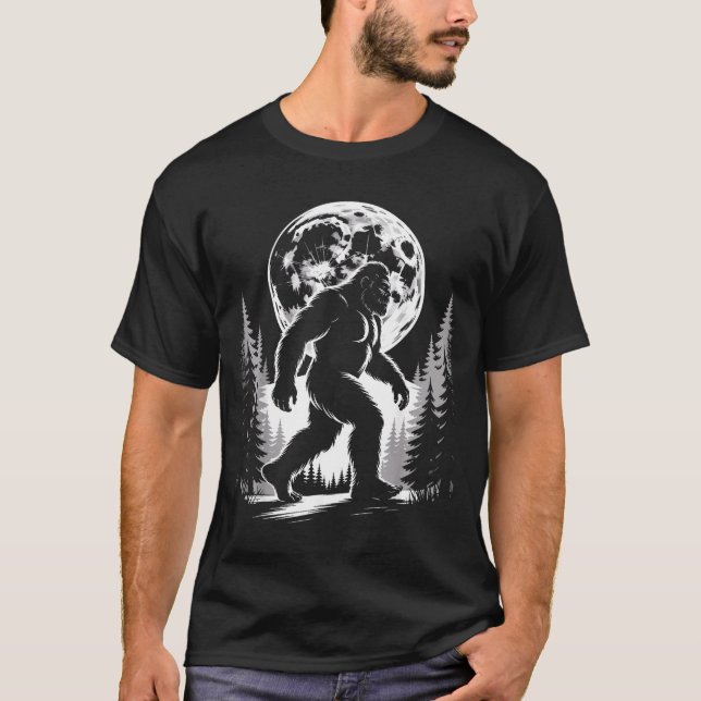 Bigfoot Moonlight Sasquatch Forest Cryptid Outdoor T-Shirt (Front)