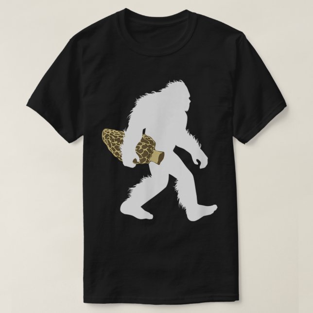 Bigfoot Morel Mushroom Hunting Design T-Shirt (Design Front)