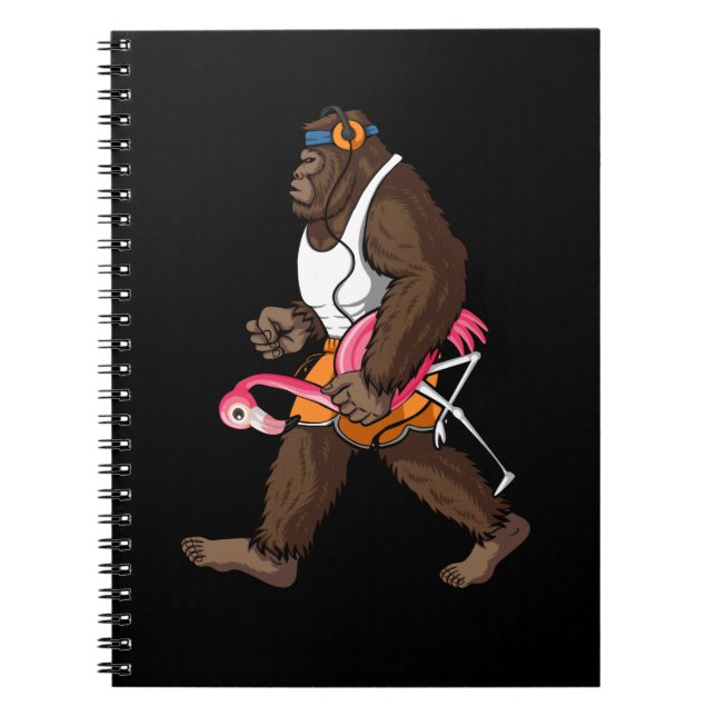 Bigfoot Morning Walk with Flamingo Notebook (Front)