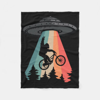Bigfoot Mountain Bike Ufo Alien Abduction Shirt Fu Fleece Blanket