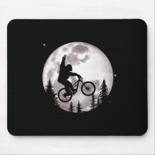 Bigfoot Mountain Bike With Moon Shirt Funny Biking Mouse Mat