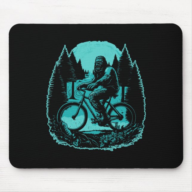 Bigfoot Mountain Biker Sasquatch Mtb Biking Forest Mouse Mat (Front)