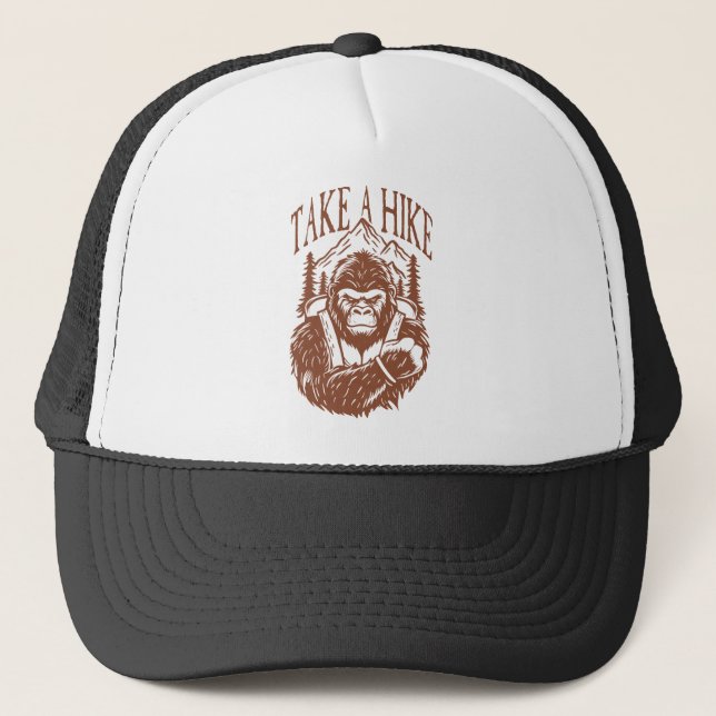 Bigfoot Mountain Wilderness Adventure Design Trucker Hat (Front)