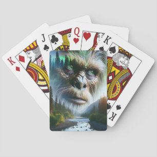 Bigfoot, Mountains, River and Forest Playing Cards