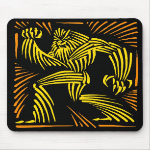 Bigfoot Mousepad Woodcut Graphic - Yellow & Orange