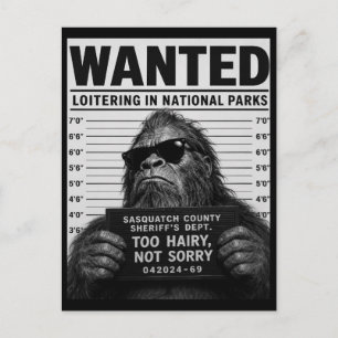 Bigfoot Mugshot Holiday Postcard